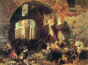 Albert Bierstadt Roman Fish Market, Arch of Octavius USA oil painting artist